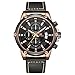 Produktbild QRMH Men es Business Fashion Watch Imitation Leder Strap Three Eyes Six-Pin Chronograph Kalender Lichtwasserschutz, Schwarz und Rose Gold