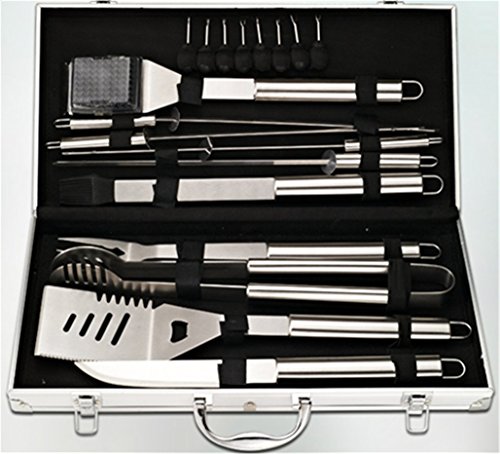 RoseFlower® 18 teilig Hochwertige Edelstahl Grillbesteck Barbeque mit Aluminium-Koffer enthalten – Perfekte Schwerlast Professionelle Grill-Werkzeug BBQ Zubehör Kit - 3