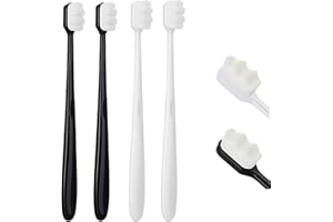 DOUKESH 4 PCS Soft Bristle Toothbrush, Extra Ultra Soft Micro Nano Toothbrush for Adults, Manual Toothbrushs with 20000 Bristles for Sensitive Teeth & Gums(Black + White)