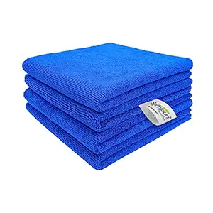 SOFTSPUN Microfiber Cloth 40x60 Cms, 4 Piece Towel Set, 340 GSM (Blue) Multi-Purpose Super Soft Absorbent Cleaning Towels for Home, Kitchen, Car, Cleans & Polishes Everything in Your Home.