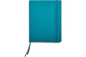 Muitomas, Block Notes Large, Notebook Appunti per Ufficio, con Copertina Morbida, Tasca Interna e Chiusura ad Elastico, 120 Fogli a Righe, 19 x 25 cm, Colore Blu Ottanio