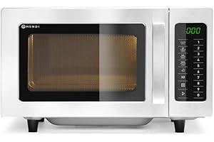 HENDI Microonde, 1000W, 10 programmi predefiniti, diametro massimo del piatto: 320mm, potenza entrata 1550W, 25L, 230V, 511x432x(H)311mm, camera 327x346x(H)200mm, acciaio inossidabile