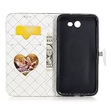 FESELE Schutzhülle für [Samsung Galaxy J7 2017] Brieftasche Hülle Lederhülle Leder Case Ledertasche mit Standfunktion Kartenfach, Samsung Galaxy J7 2017 Liebe Herz Magnetverschluss Muster Flip Case Wallet Cover Ledertasche Leder-Mappen-Karten-Slot-Abdeckung für Samsung Galaxy J7 2017 + Blau Eingabestift Stylus Touch Pen-schwarz - 3