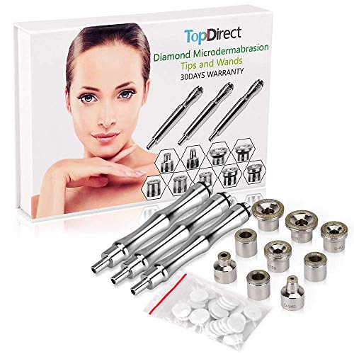 Diamond Microdermoabrasión Peeling Facial Cuidado de la piel Set, Accesorios Kits de Repuesto con 9 Puntas + 3 Varitas Mágicas