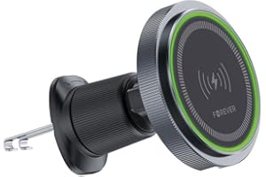 Forever MACH-200 - Kompaktowy Uchwyt Samochodowy z Bezprzewodowym Ładowaniem 15W - Kompatybilny z MagSafe i Wszystkimi Urządzeniami Qi - Mocne Magnesy - 360° Rotacja - Szybkie i Bezpieczne Ładowanie