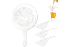 Behiruch 4 Stück Nylon Sieb küche Filter, 400/300/200/100 Mesh Küchensieb Kunststoff, Sieb Fein mit Griff, Ultrafeines Trichterfilter für Saft, Milch, Kaffee, Sojamilch