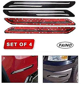 FASNO Bumper Protector Car Rubber Guard with Double Chrome Strip Car 4Pcs(Black) Compatible All Cars