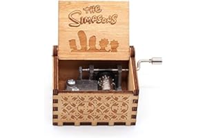 YOUTANG The Simpsons Mini-Spieluhr mit 18 Noten, Handkurbel, graviert, Holz-Spieluhr für Kinder