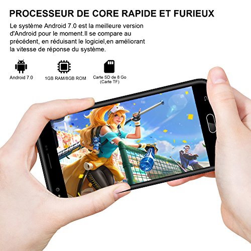 V J5 4G Smartphone Portable D  bloqu   Pas Cher 9Pcs 8Go ROM Ecran 5 5   5MP Appareil Photo Android 7 0 2800mAh Batterie Double SIM Mobile Portable D  bloqu     Noir 