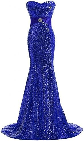 women's wedding party dress evening bridal bridesmaids birthday prom glitter sequins gown v neck slim banquet fish tail sleeveless bandage long dresses . 4 . us6