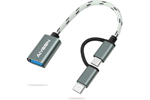 AIYEEN Adapter USB C/Micro na USB 2 w 1, USB C na USB 3.0, kabel adaptera USB do Android OTG, kompatybilny z MacBook Pro, Android, Google Samsung i innymi, szary Twist-Grey