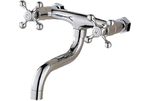 GEAKV Wandarmatur Wasserhahn Wandmontage Küche Bad Armatur Zweigriff Mischer Wand Armatur