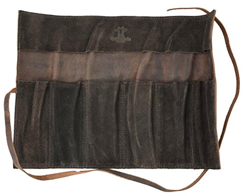Gusti Leder studio „Rokko“ Werkzeugtasche Rolltasche Malutensilien Hülle Werkzeugmappe Ledertasche Näh und Strickzubehör Tasche Werkzeugrolltasche Büffelleder Vintage Antikbraun Braun 2A97-26-3 - 5