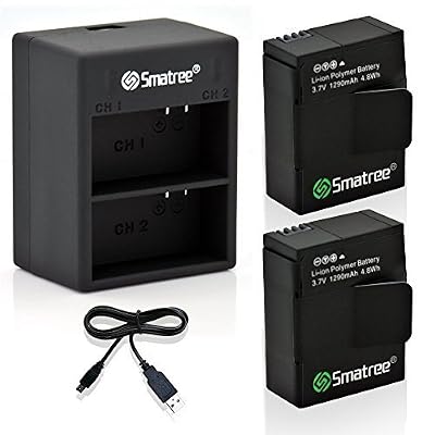 Smatree Batterie (2-Pack) de Li-Po 1290mAH et petit double chargeur kit pour GoPro Hero3 et GoPro Hero3+