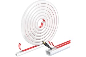 Wapasezyar Kanał kablowy, samoprzylepny, biały, mini, elastyczne, półokrągły mostek kablowy, spód do ochrony kabli, do ukrycia 1 kabla do podłogi, sufitu, ścian, płytek (3 metry)