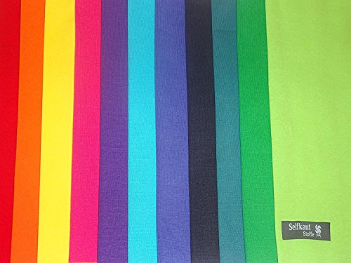 Bündchenstoff Starterset Mix-Paket Regenbogen Paket - 11 Farben (Paket Nr. 1) (25cm)