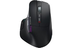 Amkette XS Series Flow Ergonomic Wireless Mouse/Bluetooth Mouse with Side Scroll, 2.4GHz & 3X BT, 8 Buttons, Multi-OS, Rechargeable, 3200 DPI, RGB Lighting, Productivity Design, 2 Yrs Warranty