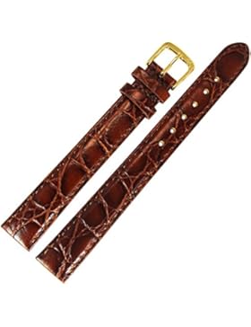 Uhrenarmband 12mm Leder braun XL, extra lang, Prägung, Kroko - inkl. Federstege & Werkzeug - Lederarmband für...