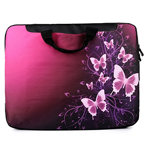 TaylorHe 15 / 15,6 Zoll Notebooktasche, Schultertasche für Notebook mit Muster , Laptoptasche mit Griff und Seitentaschen Laptop Bag Schmetterlinge, rosa, funkelt - 2