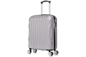 RAYKONG Valise Cabine ABS 55x40x20cm (44L) - Petites valises de Voyage légères 20 Pouces - (RK03|Argent)