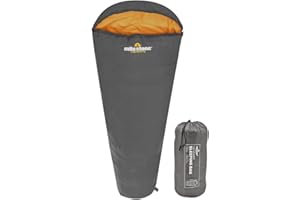 Milestone Camping Sac de Couchage Momie - Gris et Orange - pour Une Personne - Confortable et Portable - avec Sac de Transport - Résistant à l'eau