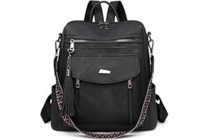 Puwuzixi Leather Backpack Womens Fashion Backpacks PU Waterproof Anti-Theft Ladies Multipurpose Casual Shoulder Bag Purse Convertible Backpack Handbag for Work College Travel