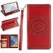 Produktbild Hülle für Galaxy A5 2016,Case für Galaxy A5 2016,Galaxy A5 2016 Handyhülle Leder Wallet Case,YingC-T Elegant Malerei Mandala Blume Rot Muster Handytasche Samsung Galaxy A5 2016 Schutzhülle Leder Bookstyle Brieftasche Ständer Stand Hülle mit Karte Halterung Magnetverschluss Extra Dünn Tasche Premium Design Klapphülle Flip Schutz Schale Hülle Etui Cover für Samsung Galaxy A5 2016
