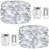 Mando a distancia de las luces de hadas para encender/apagar fácilmente las luces con el mando a distancia; ajustarlas en el temporizador para encender y apagar automáticamente cada día; ajustar el brillo; cambiar de flash a parpadeo a la decoloración lenta para encender y apagar, etc. Todo está en ti. Batería AA fresca (no incluida) puede durar hasta 5 días con iluminación continuamente encendida, deja que el modo intermitente; con temporizador para 6 horas cada día, durará más de media mes sin problemas.