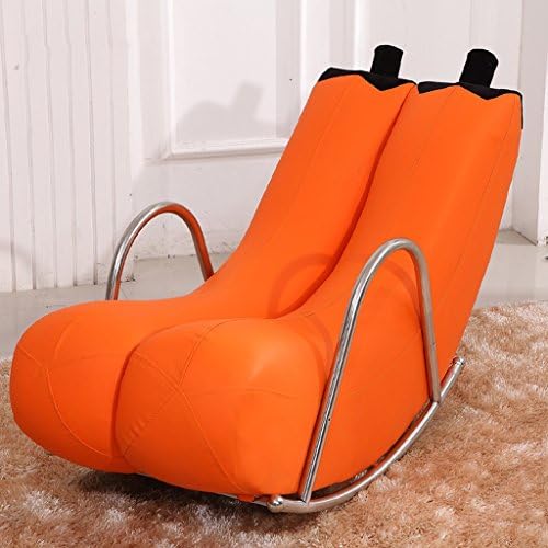 HWF Rocking Chairs Rocking Chair Recliner Sofa Chair Lounger Individual Personality Fashion Balcony Leather ( Color : Orange , Material : Leather )