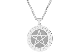 CXWIND Collana con ciondolo a forma di pentagramma vichingo, 24 rune con ciondolo a forma di stella e amuleto con ciondolo a forma di stella valknut, gioielli per uomini e donne
