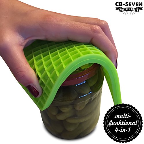 cb-seven’s 4-in-1 Profi Silikon Topfuntersetzer / Topflappen, Set (4 Stück), hohe Qualität, 4 Farben wählbar, multifunktional, langlebig, spülmaschinenfest, 8 mm stark - 5