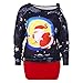 Produktbild Berimaterry Damen Sexy Frauen Weihnachten trägerlos Bedruckte kalte Schulter Patchwork Sweatshirt Top Bluse