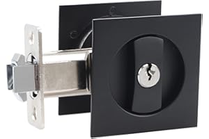 HOCONNIE Manilla para Puerta de Bolsillo con Llave Cerradura de Puerta Corredera Cerradura Puerta Corredera 66mm Negro