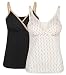 Intimate Portal Women Gaia Nursing Cami Tank Breastfeeding Tops 2-Pk Black White M