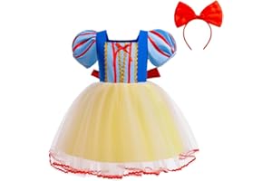 Lito Angels Deguisement Robe en Tulle Princesse Blanche Neige avec Bandeau Enfant Fille, Taille 18 mois-7 ans