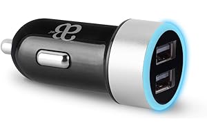 AEL Compact Dual USB Car Charger Phone Socket Adapter 2 Ports Fast Charging Compatible with iPhone Samsung Galaxy iPad Huawei 12V