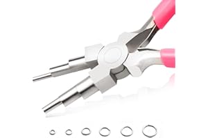LEONTOOL 6-in-1 Bügel-Zange zur Herstellung von Drahtschlaufen, für Schmuckherstellung, Schlaufen-Größen 3–10 mm, 6-stufige Drahtschlaufe zum Biegen von Schlaufen und Ringen, Schmuckherstellung