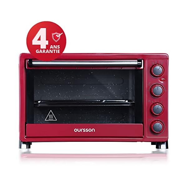 Oursson Mini-Backofen 30 Liter, 9 Kochkombinationen, Selbstreinigungs-Funktion, 1500 Watt, Dunkelrot, MO3020/DC