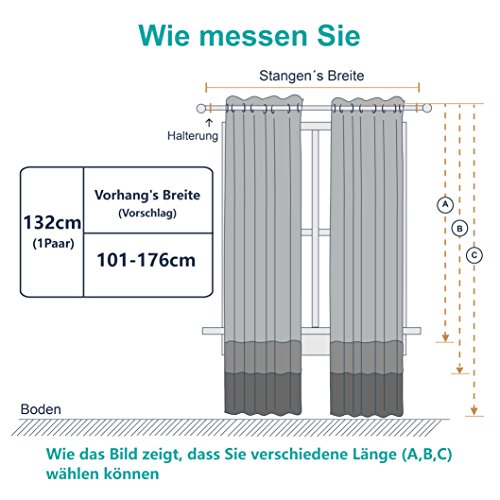 Ponydance blinkt Sterne Verdunkelungsvorhänge mit Ösen,Grau für Schlafzimmer,240cm Länge x 132 Breite cm , 2er-Set - 7