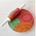 Home Arts Premium Natural Marble Chakla Roti Maker Rolling Board with Wooden Belan | No Dyes or Polish - Natural Finish | Chopping Board Home House Ghar Kitchen Rasoi Gift Decor (12.)