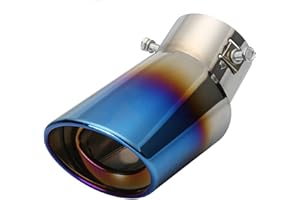 Carkio Tubo de escape de acero inoxidable para coche, silenciador, tubo de punta azul, quemado, universal, tipo curvado, diámetro 3,8 cm-5 cm