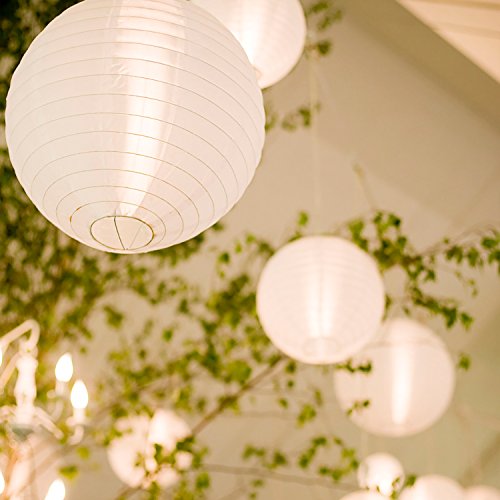 Pajoma Papier Lampe Laterne Lampion Weiss 10 Stück für Party Hochzeit Dekoration (25 x 25 cm) - 4