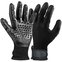 2Stk. Profi Fellpflege-Handschuh Bürste Haustier Massagehandschuh für Pferde Hunde Katzen Entspannte Fellpflege Pet Grooming Gloves Striegel Bürsten Pflegenbürste Fellwechsel Pferdebürste Putzhandschuhe (Schwarz FBA)