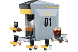 BENFUCHEN Cafetière 4 en 1, machine à café espresso 19 bars pour capsules KCup/Nespresso OriginalLine/Dolce Gusto/Café moulu, gris nuageux