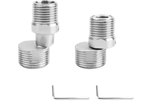 0XBIT 360 Degree Adjustable Angled Curved Foot, 2 Pieces Stainless Steel Faucet Angled Curved Foot, Shower Faucet Adapter, Adjustable Length, Faucet Curved Foot, Suitable for Kitchen, Bathroom