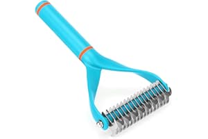 QICHENG&LYS Spazzola di Bellezza Per Cani e Gatti, Spazzola Per Animali Beauty Comb Dog e Cat Professional Mane Tool (Nuovo Blu, 100mm)