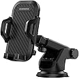 RIVERSONG Multipurpose Car Phone Mount, Dash & Windshield Adjustable Mount with Suction Cup Base, Extendable Telescopic Arm, Compatible with iPhone, Samsung, & More, Black Color