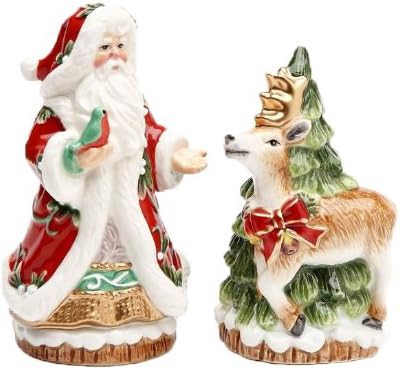 Victorian Harvest Santa Reindeer Christmas Holiday Salt and Pepper Shaker Set