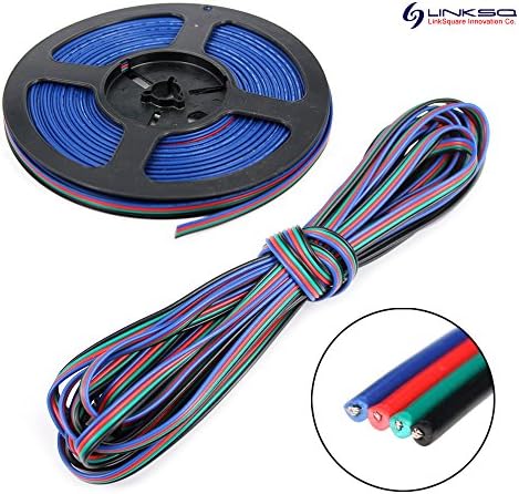 LinkSquare 5m/10m/20m 4 Pins Data Cable Wire Extension Cord for 5050 3528 RGB LED SMD Bulb Lamp Flexible Fairy Light Strip (10 Metre)