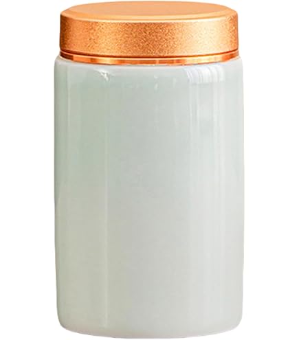 Purely Home Boîte de rangement pour boissons rétro en céramique, style années 1950, récipient de stockage des aliments et couvercle en bois, 600 ml (14,5 cm x 9,5 cm